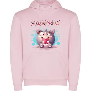 Feline Love: Chubby Chibi Φούτερ με κουκούλα σε χρώμα Ροζ XLarge