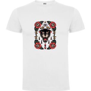 Feline Rose Noir: Tattooed Elegance Tshirt σε χρώμα Λευκό XXLarge