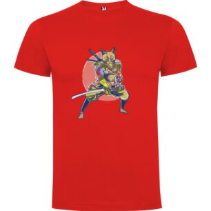 Feline Samurai Warrior Drawing Tshirt