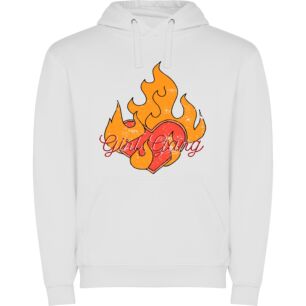 Fiery Girl Gang Heart Φούτερ με κουκούλα σε χρώμα Λευκό Large