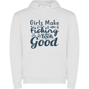 Fishing Girls, Stunning Creations Φούτερ με κουκούλα σε χρώμα Λευκό Large