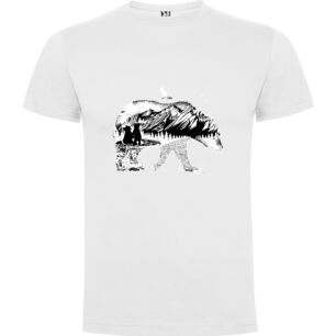 Grass-Standing Bear Illustration Tshirt σε χρώμα Λευκό Large