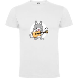 Guitar-Strumming Feline Tshirt σε χρώμα Λευκό XLarge
