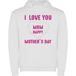 Happy Mom, Love Overflowing Φούτερ με κουκούλα σε χρώμα Λευκό XXLarge