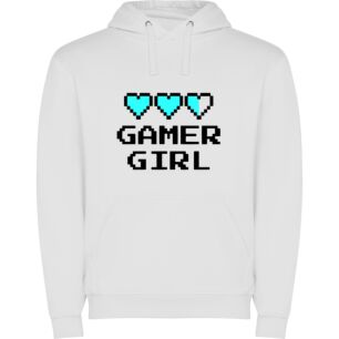 Hearts and Pixels: Gamer Girl Φούτερ με κουκούλα σε χρώμα Λευκό 11-12 ετών