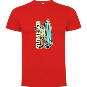 Hipster Skeleton Surf's Up! Tshirt σε χρώμα Κόκκινο XLarge