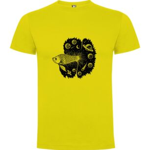 Inky Cosmic Fish Art Tshirt σε χρώμα Κίτρινο Small