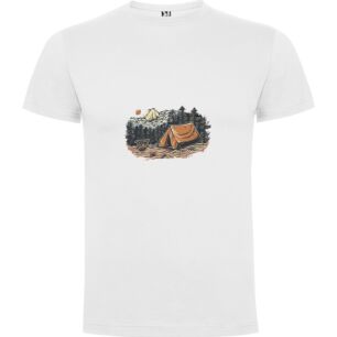 Mountain Woodcut Camping Tshirt σε χρώμα Λευκό Medium