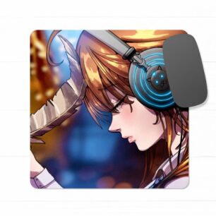 Anime Mouse Pad Girl with Headphones