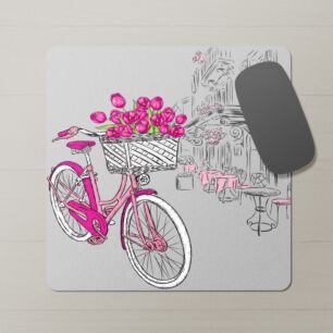 Mouse Pad Vintage Bicycle Illustration