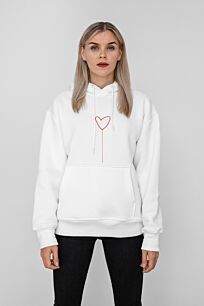 Hoodie Valentine Balloon Heart White and Red