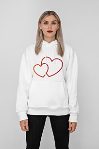 Hoodie Valentine Two Red Hearts