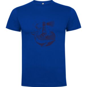 Mystic Whale Lighthouse Drawing Tshirt