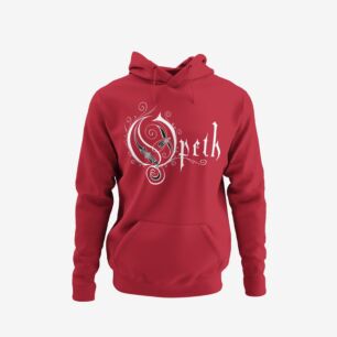 Opeth Logo White/Red Φούτερ με Κουκούλα