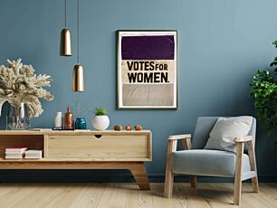 Πίνακας, ένα πανό με τις λέξεις ψήφος για γυναίκες πάνω