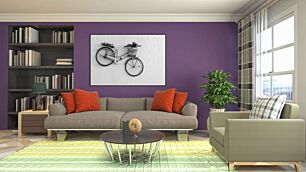 Πίνακας, ένα ποδήλατο τοποθετημένο στο πλάι ενός τοίχου