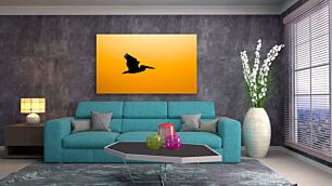 Πίνακας, ένα πουλί που πετά στον ουρανό το ηλιοβασίλεμα