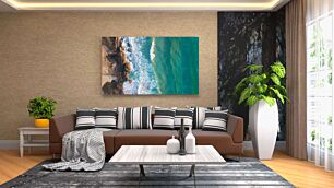 Πίνακας, μια πανοραμική θέα μιας παραλίας και του ωκεανού