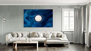 Πίνακας, ένας μαύρος και μπλε στροβιλισμός με λευκό κέντρο