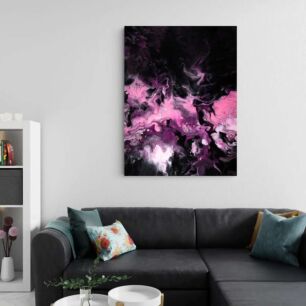 Πίνακας, μια μαύρη και ροζ αφηρημένη ζωγραφική