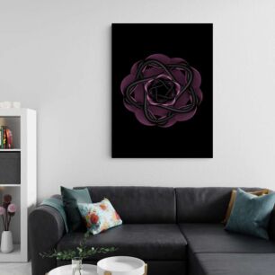 Πίνακας, ένα μαύρο και μωβ λουλούδι σε μαύρο φόντο