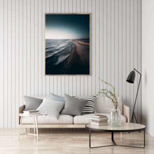 Πίνακας, μια ασπρόμαυρη φωτογραφία παραλίας και ωκεανού