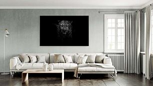 Πίνακας, μια ασπρόμαυρη φωτογραφία μιας λεοπάρδαλου στο σκοτάδι