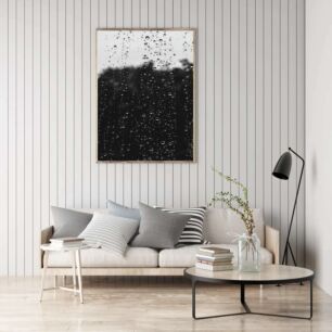 Πίνακας, μια ασπρόμαυρη φωτογραφία με σταγόνες βροχής σε παράθυρο