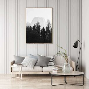 Πίνακας, ασπρόμαυρη φωτογραφία δέντρων και βουνού