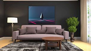 Πίνακας, ένα μαύρο αντικείμενο με ροζ γραμμές γύρω του