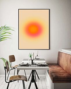 Πίνακας, μια θολή εικόνα ενός πορτοκαλί και κίτρινου κύκλου