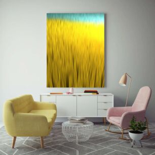 Πίνακας, μια θολή φωτογραφία ενός πεδίου με κίτρινα λουλούδια