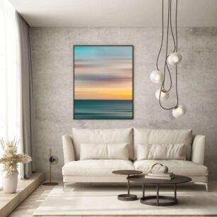 Πίνακας, μια θολή φωτογραφία του ωκεανού στο ηλιοβασίλεμα