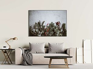 Πίνακας, ένα μάτσο φυτά που είναι δίπλα σε έναν τοίχο