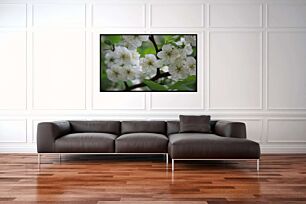 Πίνακας, ένα μάτσο λευκά λουλούδια που είναι πάνω σε ένα δέντρο