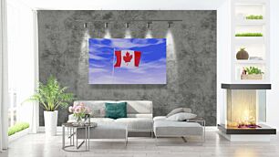 Πίνακας, μια καναδική σημαία που κυματίζει ψηλά στον ουρανό