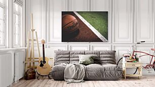 Πίνακας, κοντινό πλάνο μιας μπάλας μπάσκετ σε γήπεδο