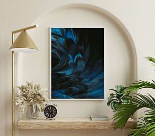 Πίνακας, κοντινό πλάνο μιας ασπρόμαυρης και μπλε ζωγραφικής