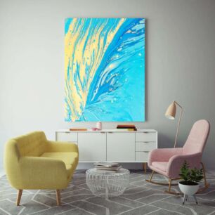 Πίνακας, κοντινό πλάνο μιας μπλε και κίτρινης ζωγραφικής