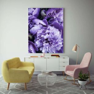 Πίνακας, κοντινό πλάνο από ένα μάτσο μωβ λουλούδια