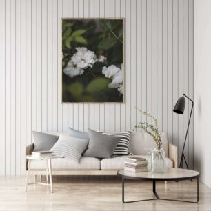 Πίνακας, κοντινό πλάνο από ένα μάτσο λευκά λουλούδια