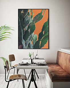 Πίνακας, κοντινό πλάνο ενός φυτού κάκτου σε πορτοκαλί φόντο