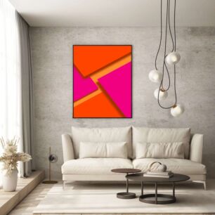 Πίνακας, κοντινό πλάνο ενός κινητού τηλεφώνου με πορτοκαλί και ροζ φόντο