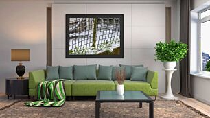 Πίνακας, κοντινό πλάνο ενός φράχτη με χιόνι στο έδαφος