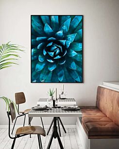 Πίνακας, κοντινό πλάνο ενός μεγάλου μπλε λουλουδιού