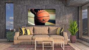 Πίνακας, κοντινό πλάνο ενός ατόμου που κρατά μια μπάλα μπάσκετ