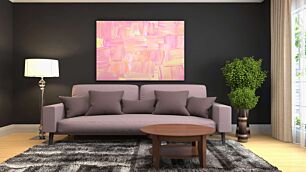 Πίνακας, από κοντά μια ροζ και κίτρινη ζωγραφιά