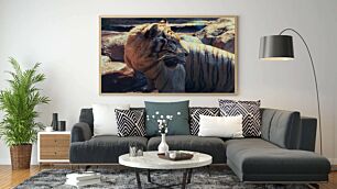 Πίνακας, κοντινό πλάνο μιας τίγρης σε έναν ζωολογικό κήπο