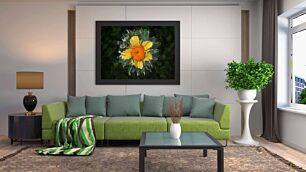 Πίνακας, κοντινό πλάνο ενός κίτρινου και πράσινου λουλουδιού