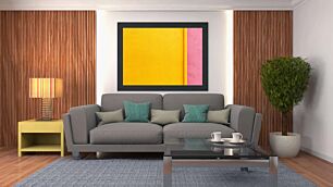 Πίνακας, κοντινό πλάνο κίτρινου και ροζ τοίχου